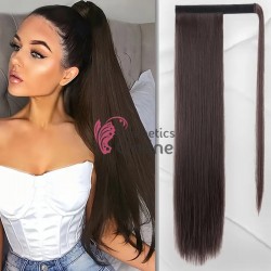 Extensie de par coada cu clema si arici dreapta de 55 cm cod cod MW40062 Saten Inchis 